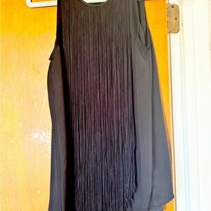 THEORY Size Small Sheer Black Sleeveless Fringe Blouse